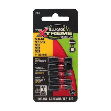 Blu-Mol Xtreme Blu-Mol Xtreme Assorted 1 in. Impact Driver Bit Set S2 Tool Steel 5 pc E0217060
